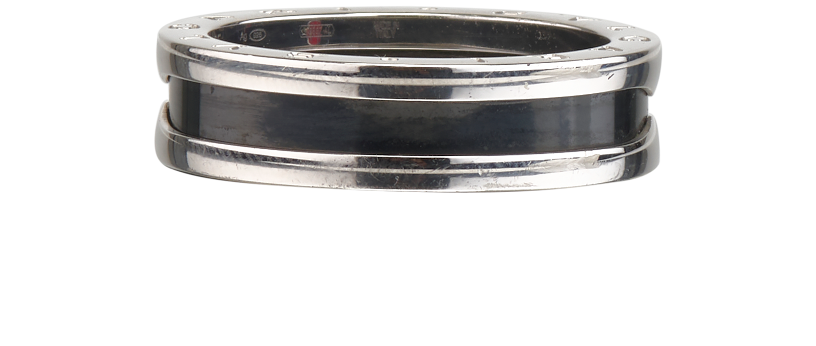Bulgari B.Zero1 Save the Children Ring, &pound;320, Jewellery, Black, Enamel Coated Ceramic/Silver, Back view