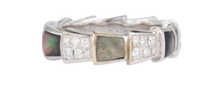 Bulgari Viper Ring, 18KWhiteGold/Diamonds, Silver/Grey, B,  Sz O, 3*