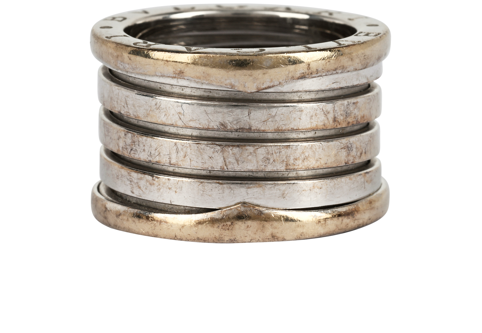 Bulgari B. Zero1 5 Band Ring, &pound;895, Jewellery, Silver, White Gold, Back view