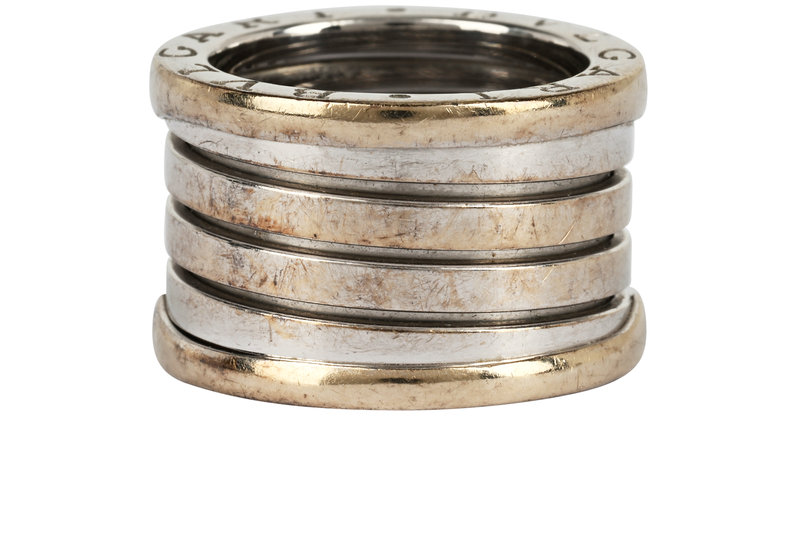 Bulgari B. Zero1 5 Band Ring, &pound;895, Jewellery, Silver, White Gold, Side view