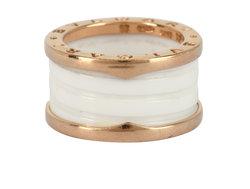 Bulgari B.Zero1 Ring, 18K Rose Gold/Ceramic, White, SzN, 2*