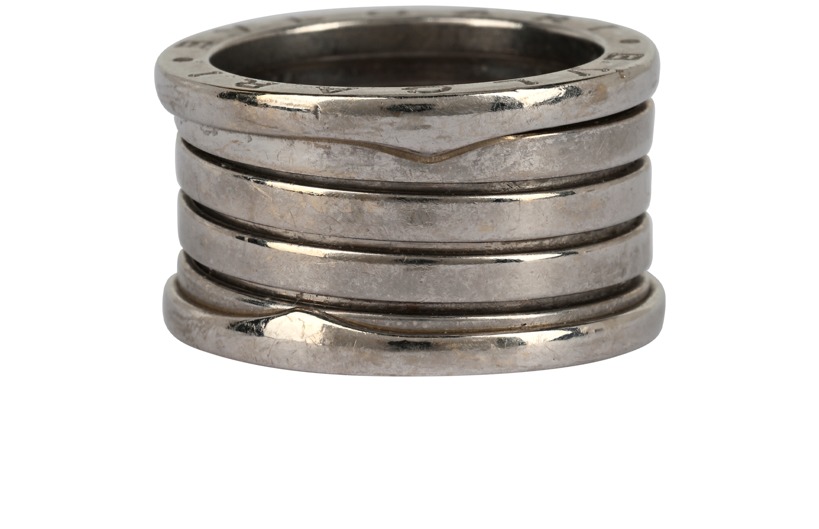 Bulgari B. Zero1 5 Band Ring, &pound;895, Jewellery, Silver, White Gold, Back view