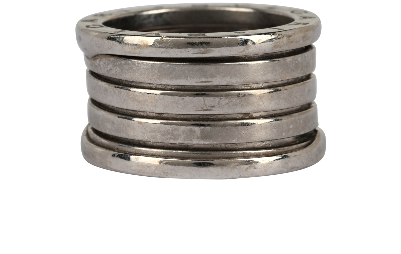 Bulgari B. Zero1 5 Band Ring, &pound;895, Jewellery, Silver, White Gold, Side view