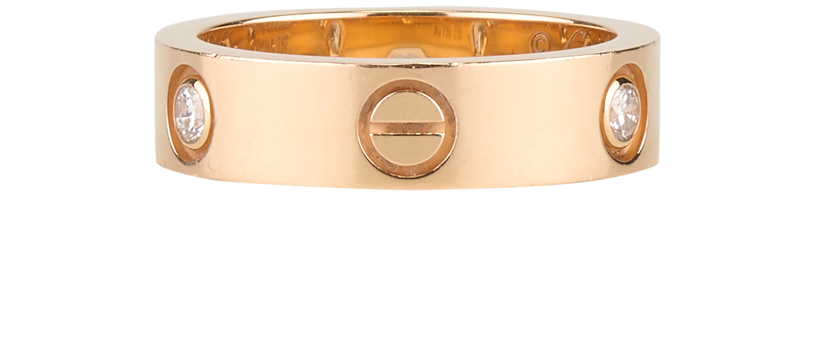 Cartier 3 Diamond Love Ring, &pound;2,100, Jewellery, Rose Gold, Rose Gold, Back view