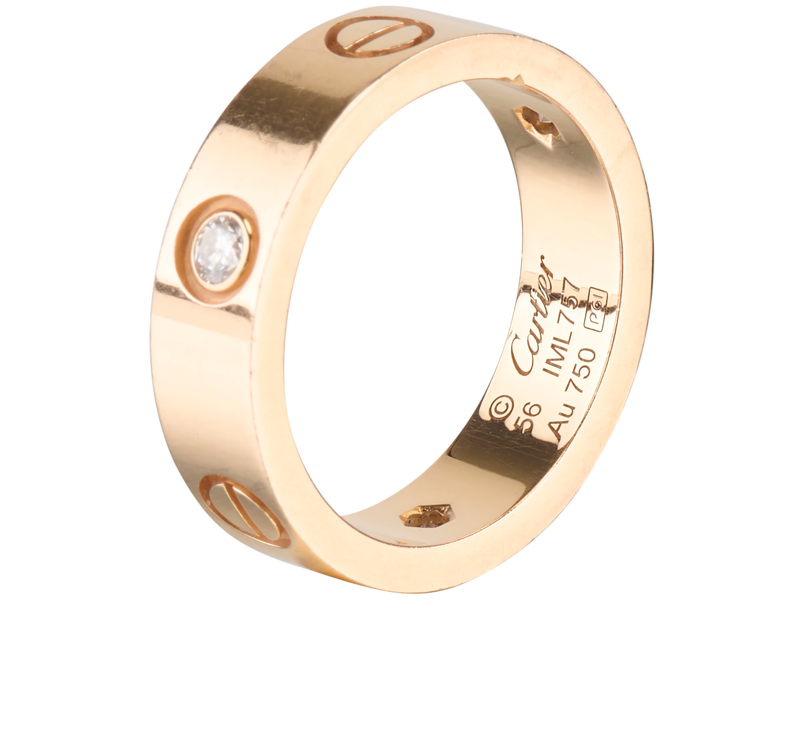 Cartier 3 Diamond Love Ring, &pound;2,100, Jewellery, Rose Gold, Rose Gold, Other view