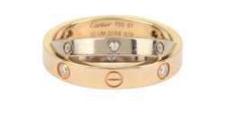 Cartier 6 Diamonds Love Ring, 18K Rose/White Gold, UMD056, Sz L, B, 2*