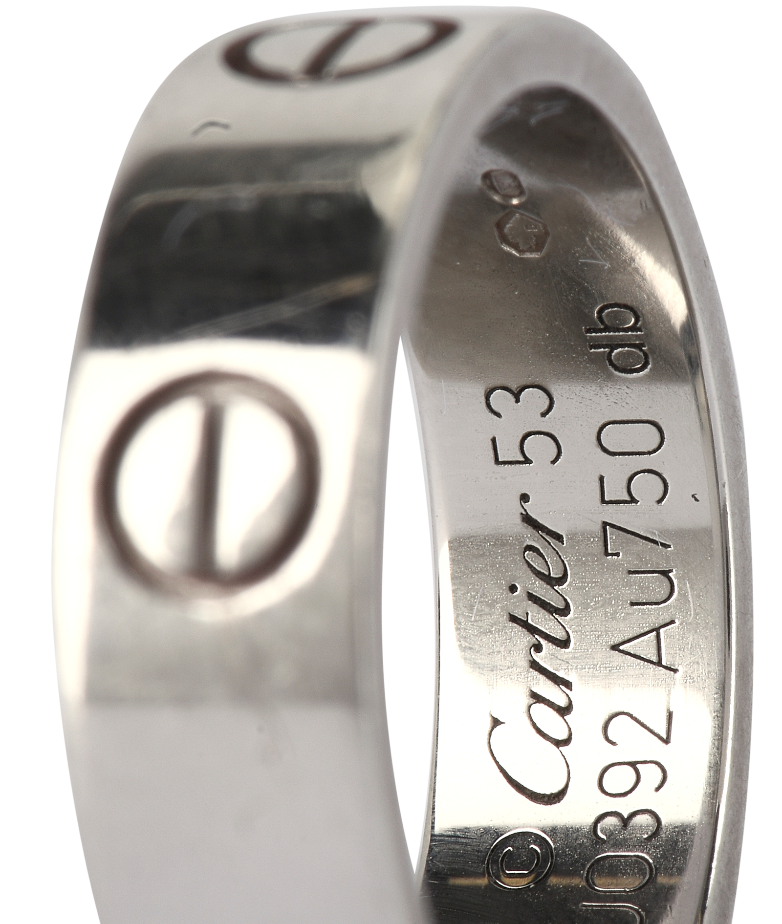 Cartier Classic Love Ring, &pound;850, Jewellery, Silver, White Gold, Other view