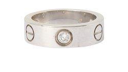 Cartier Love Ring, Platinum/Diamonds, H72237, Sz I-J, Cert, 2*