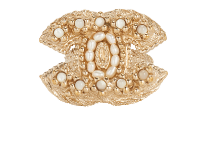 Chanel A11 Large CC Faux Pearl Ring, front view