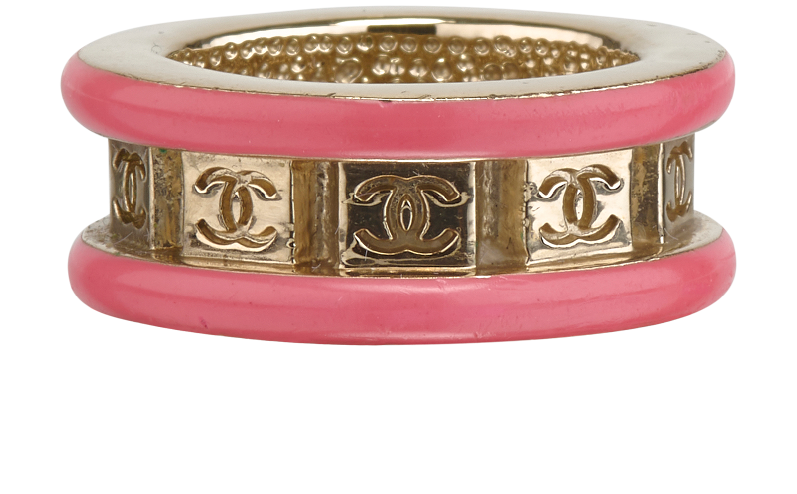 Chanel B24 CC Ring, &pound;350, Jewellery, Gold/Pink, Brass, Back view