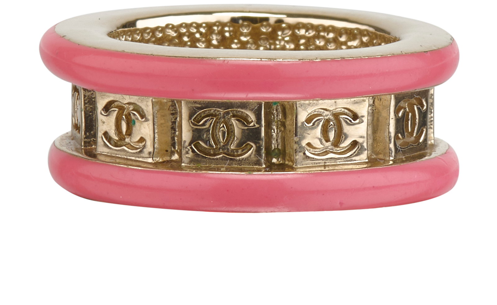 Chanel B24 CC Ring, &pound;350, Jewellery, Gold/Pink, Brass, Side view