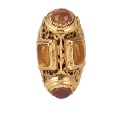 Chanel B11A Embellished Cut-Out Ring, Brass, Gold, B, 3*