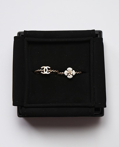 Chanel CC Camellia Flower Double Ring, front view
