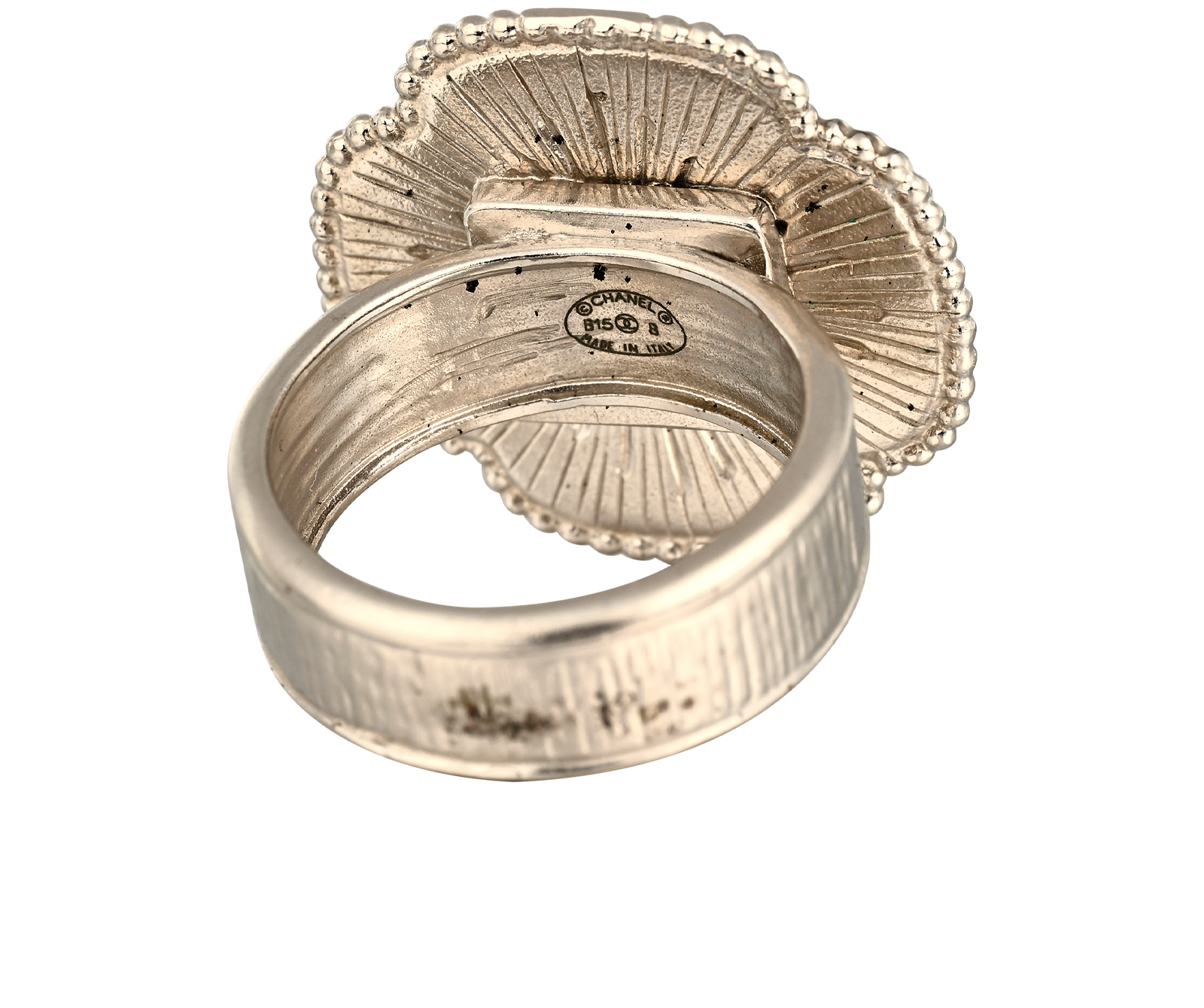 Chanel B15B CC Camellia Ring, &pound;350, Jewellery, Beige/Silver, Brass, Other view