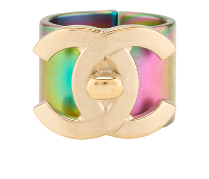 Chanel B18C CC Iridescent Wide Ring, &pound;350, Jewellery, Gold, Brass, Front view