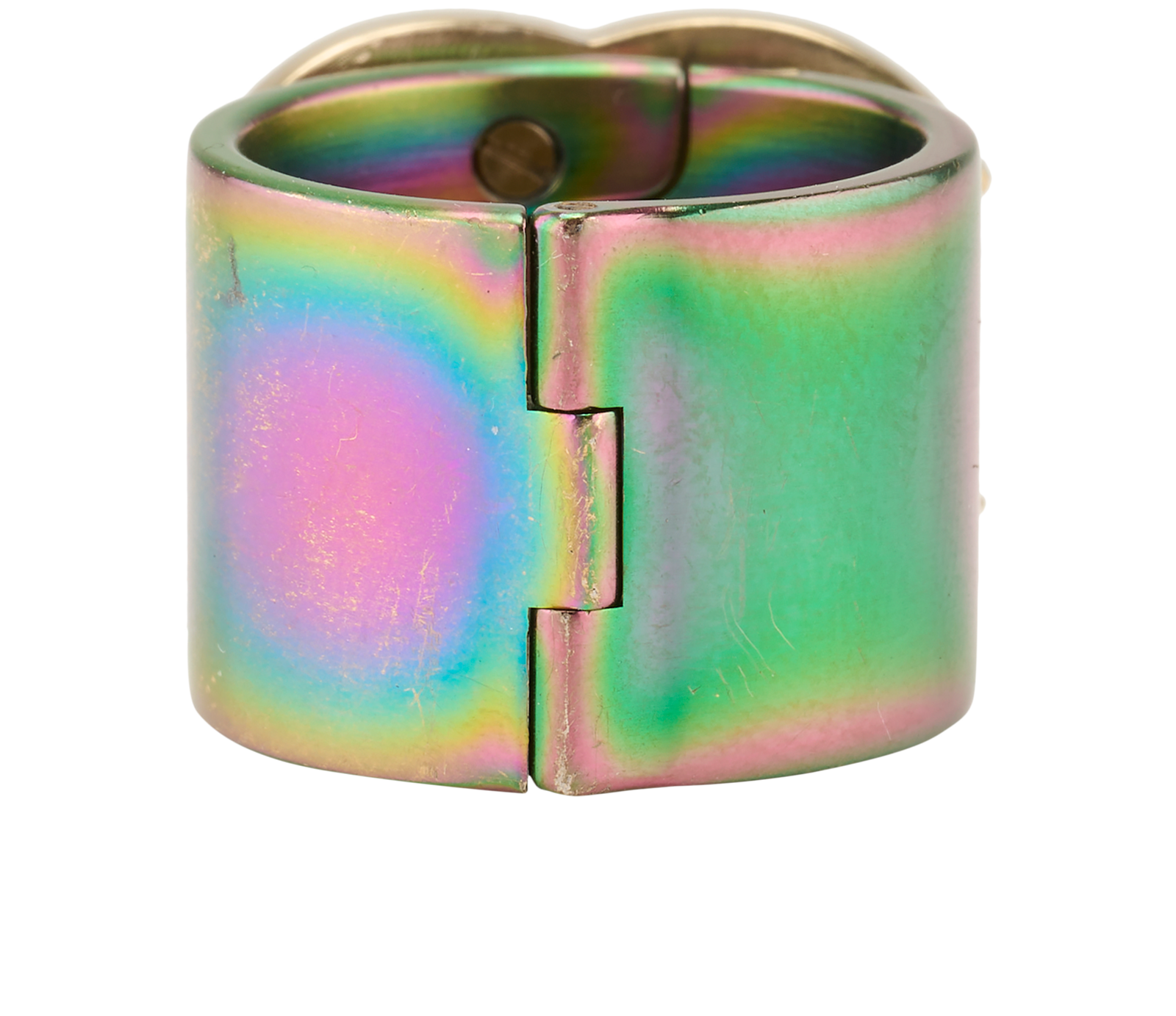Chanel B18C CC Iridescent Wide Ring, &pound;350, Jewellery, Gold, Brass, Back view