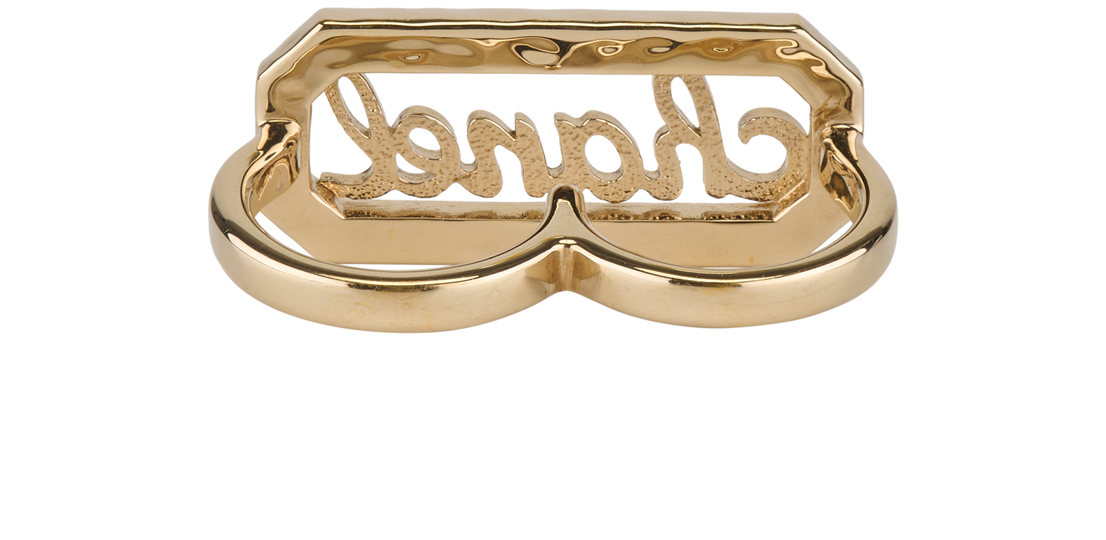 Chanel L23B Two-Finger Logo Ring, &pound;495, Jewellery, Gold, Crystal/Faux Pearl, Back view