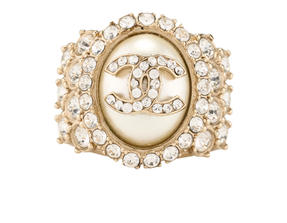 Chanel B20A Embellished CC RIng, &pound;450, Jewellery, Gold, Brass, Front view