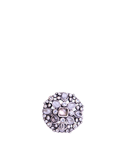 Chanel Circle Crystal Stone Ring, Silver, A15CCB, B1DB, 3*