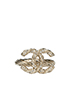Chanel Crystal CC Logo Twisted Ring, front view