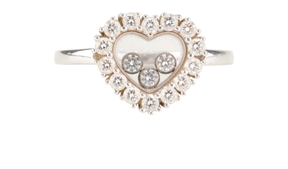 Chopard Happy Diamonds Icons Heart Ring, &pound;2,500, Jewellery, Silver, White Gold, Front view