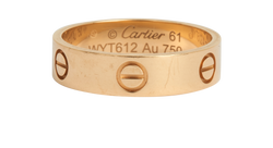 Classic Cartier Love Ring, 18K Gold, Sz T, B, 2*