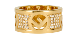 Fendi FF Ring, Brass, Gold, Sz P, B/DB, 3*