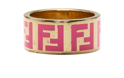 Fendi Forever Ring, Brass, Gold/Pink, Sz P, 2*