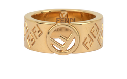 Fendi FF Ring, Brass, Gold, Sz L, B, 3*