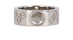 Fendi FF Palladio Ring, Base Metal, Silver Tone, Sz Q, B, 3*