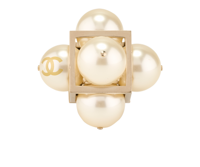 Chanel 14S Statement Cube Ring, &pound;430, Jewellery, Pearl, Brass, Front view