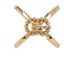 Gucci Running G Cross Ring, Yellow Gold/Diamond, DB/B/S, 3*