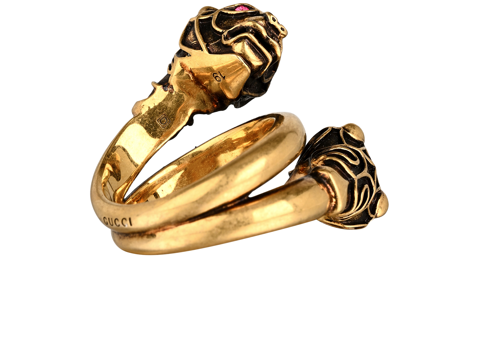 Gucci Double Tiger Head Ring, &pound;150, Jewellery, Gold, Brass, Side view