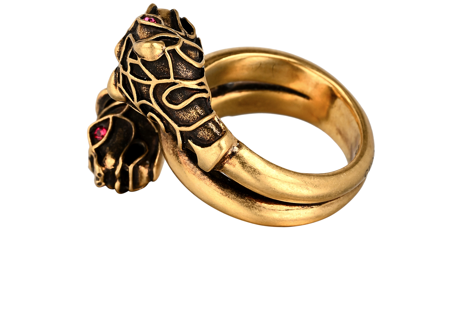 Gucci Double Tiger Head Ring, &pound;150, Jewellery, Gold, Brass, Bottom view