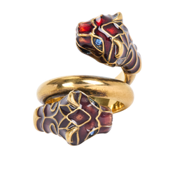 Gucci Tiger Snake Ring 10, Brass, Gold/Red, B/DB, 3*