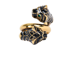 Gucci Tiger Snake Ring 10, Brass, Gold/Black, B/DB, 3*