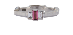 Gucci Link To Love Ring, 18K White Gold, Pink, Sz I, DB/B/AC, 3*