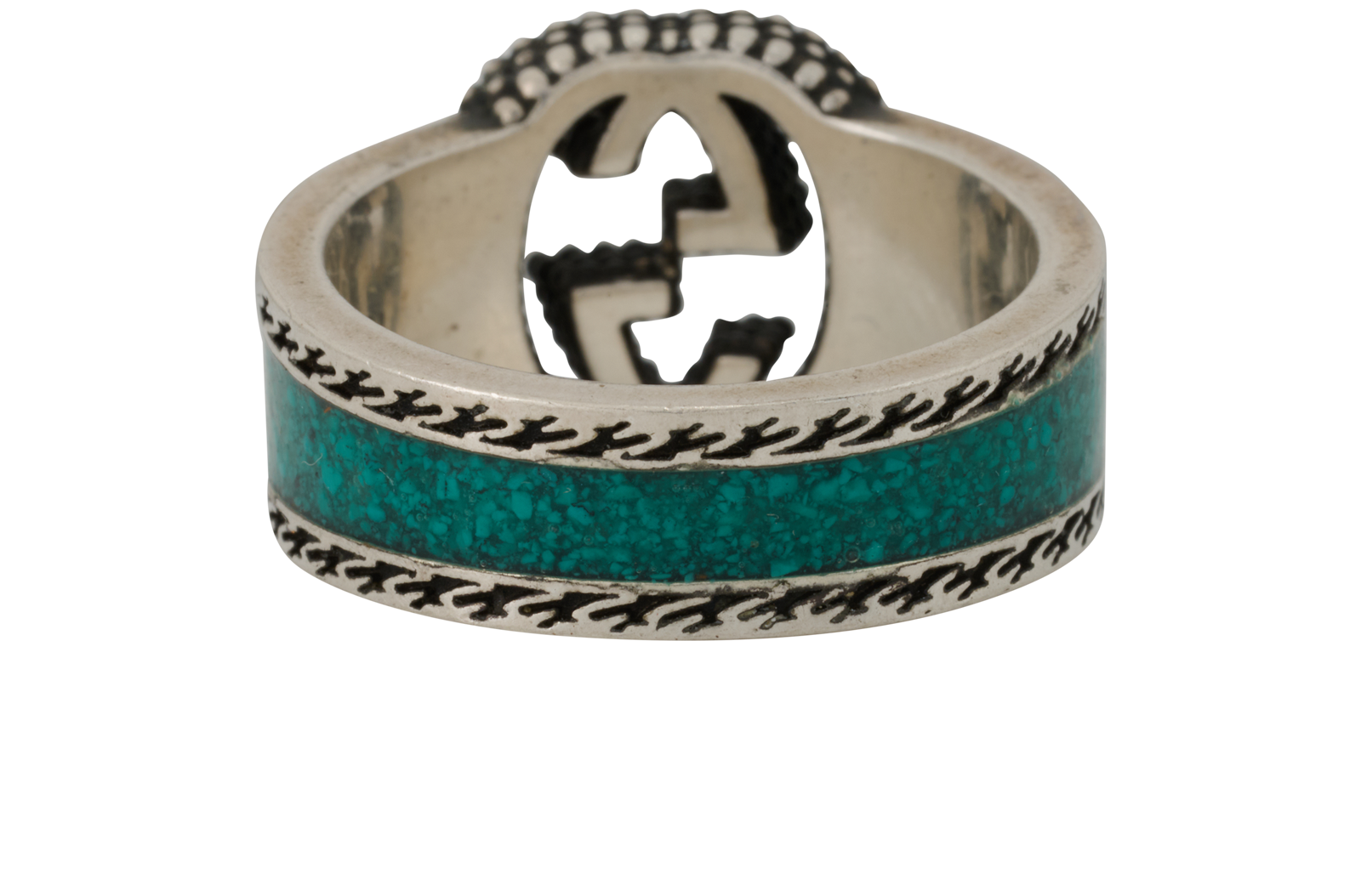 Gucci Interlocking G Ring, &pound;140, Jewellery, Light Blue, Sterling Silver, Back view