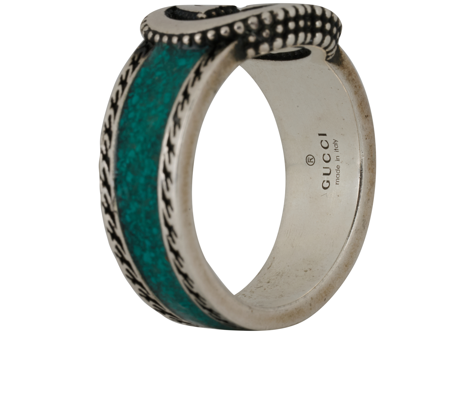 Gucci Interlocking G Ring, &pound;140, Jewellery, Light Blue, Sterling Silver, Other view