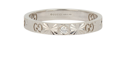 Gucci Icon Heart Ring, Diamond/White Gold 18 Ct,Sz R, DB/B, 3*