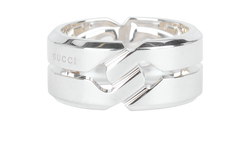 Gucci Infinity Link Knot Ring, Brass, Silver, Sz 58, B/DB, 3*