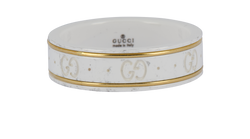 Gucci Icon Ring, White Zirconia/18K YellowGold, White, Sz V, 2*