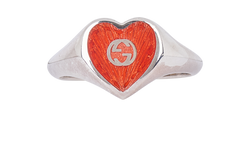 Gucci GG Heart Ring, Brass, Silver, Sz O, DB/B, 4*