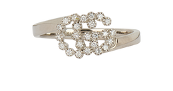 Gucci GG Running Ring, 18K White Gold/Diamonds, Sz N-O, MII, B/DB, 3*