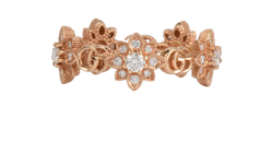 Gucci Flower Motif Ring, 18K Rose Gold /Diamond, Sz K, DB/B, 4*