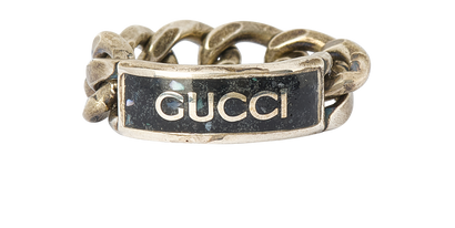 Gucci Logo Plaque Chain Ring, front view