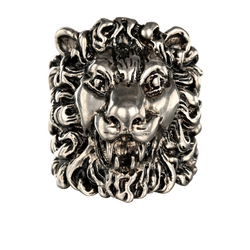 Gucci Lion Ring, Brass, Silver, Sz R, B/DB, 3*