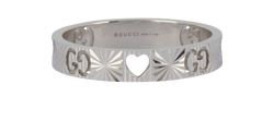 Gucci Icon Heart Ring, 18K White Gold, MII, Sz S, B/DB, 3*