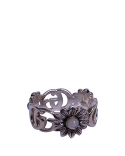 Gucci Marmont Flower Ring, Silver/Blue, P, Box, DB, 17, 3