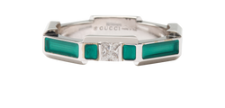 Gucci Link To Love Ring, 18K White Gold/Enamel, Green, Sz J, B/DB, 3*